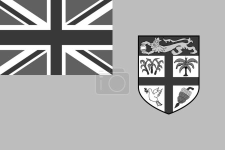Bandera de Fiji - ilustración vectorial monocromática a escala de grises. Bandera en blanco y negro