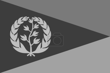 Drapeau érythréen - illustration vectorielle monochrome en niveaux de gris. Drapeau en noir et blanc