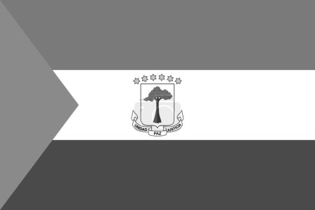 Bandera de Guinea Ecuatorial - ilustración vectorial monocromática a escala de grises. Bandera en blanco y negro