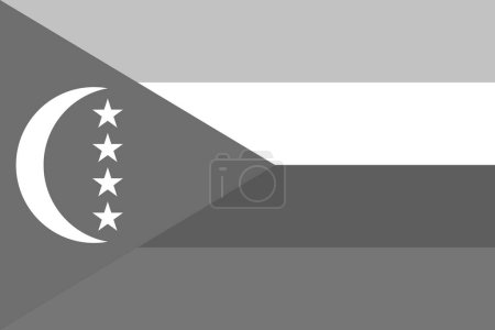 Bandera de Comoras - ilustración vectorial monocromática a escala de grises. Bandera en blanco y negro