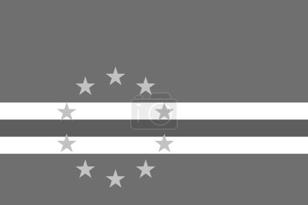 Drapeau Cap-Vert - illustration vectorielle monochrome en niveaux de gris. Drapeau en noir et blanc