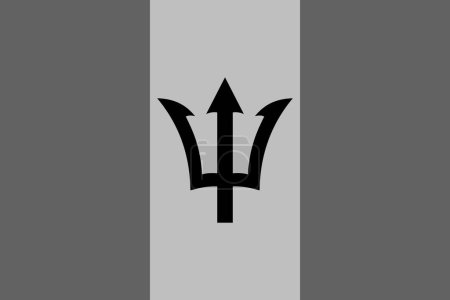 Bandera de Barbados - ilustración vectorial monocromática a escala de grises. Bandera en blanco y negro