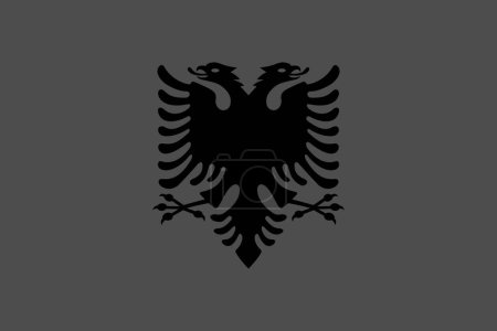 Drapeau Albanie - illustration vectorielle monochrome en niveaux de gris. Drapeau en noir et blanc