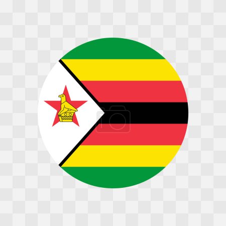 Zimbabwe flag - circle vector flag isolated on checkerboard transparent background