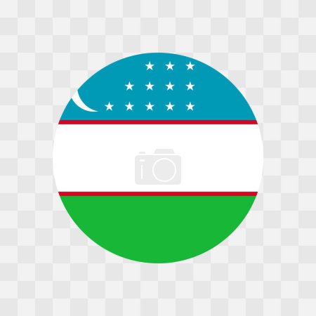 Drapeau Ouzbékistan - drapeau vectoriel circulaire isolé sur fond transparent damier