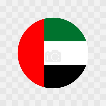 United Arab Emirates flag - circle vector flag isolated on checkerboard transparent background