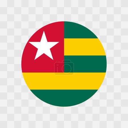 Bandera Togo - círculo bandera vectorial aislado en el tablero de ajedrez fondo transparente