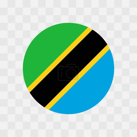 Tanzania flag - circle vector flag isolated on checkerboard transparent background
