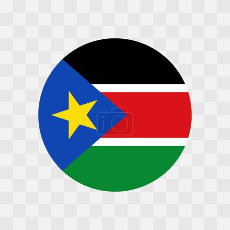 Drapeau Soudan du Sud - drapeau vectoriel circulaire isolé sur fond transparent damier