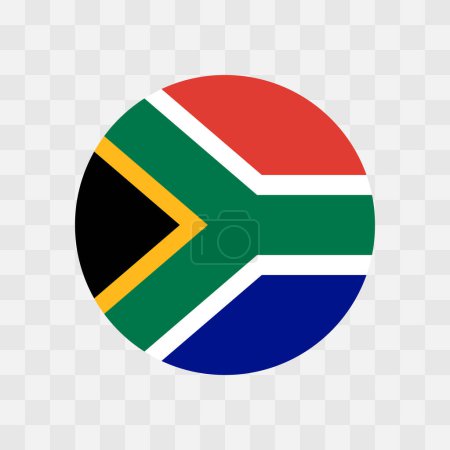 Bandera de Sudáfrica - bandera vectorial círculo aislado en el tablero de ajedrez fondo transparente