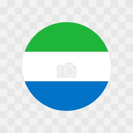Sierra Leone flag - circle vector flag isolated on checkerboard transparent background