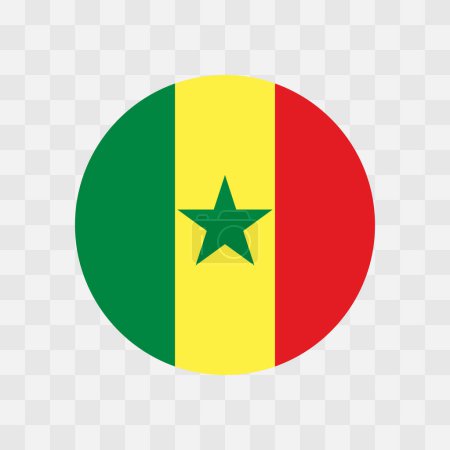 Drapeau Sénégal - drapeau vectoriel circulaire isolé sur fond transparent damier