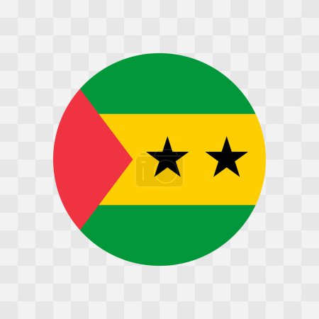 Sao Tome und Principe Flagge - Kreis Vektor Flagge isoliert auf Schachbrett transparenten Hintergrund