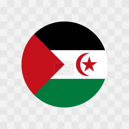 Drapeau de la République arabe sahraouie démocratique - drapeau vectoriel circulaire isolé sur fond transparent damier