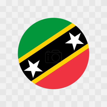 Flagge von St. Kitts und Nevis - Kreisvektorfahne isoliert auf Schachbrett transparentem Hintergrund