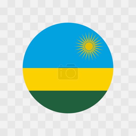 Rwanda flag - circle vector flag isolated on checkerboard transparent background