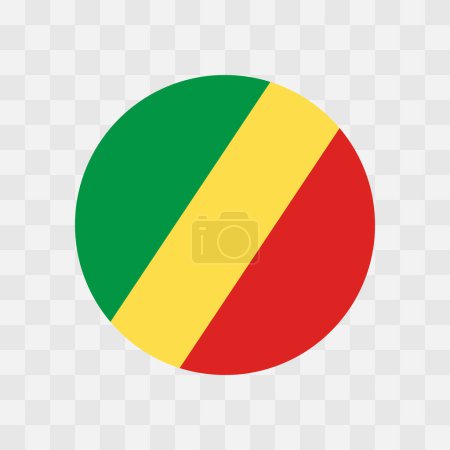 Republic of the Congo flag - circle vector flag isolated on checkerboard transparent background