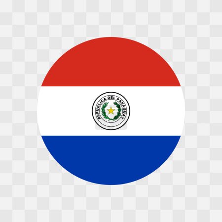 Paraguay flag - circle vector flag isolated on checkerboard transparent background