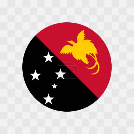 Bandera de Papúa Nueva Guinea - bandera vectorial circular aislada en el tablero de ajedrez fondo transparente