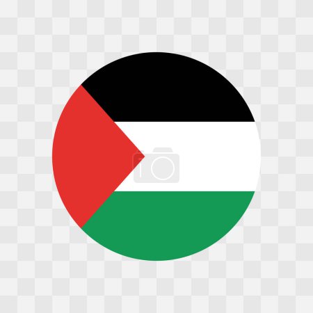 Palestine flag - circle vector flag isolated on checkerboard transparent background