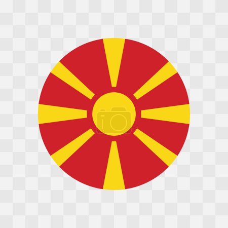 North Macedonia flag - circle vector flag isolated on checkerboard transparent background