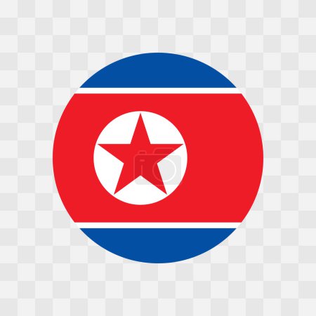 North Korea flag - circle vector flag isolated on checkerboard transparent background