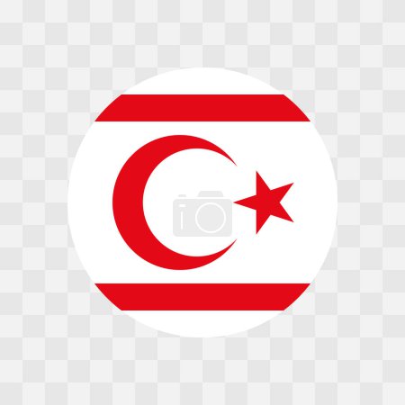Northern Cyprus flag - circle vector flag isolated on checkerboard transparent background
