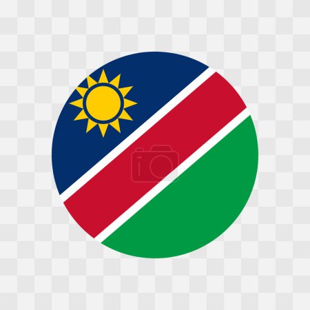 Bandera de Namibia - bandera vectorial circular aislada en el tablero de ajedrez fondo transparente