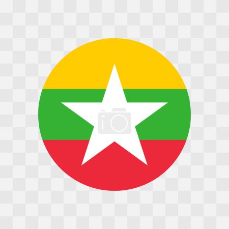 Birmania bandera - círculo vector bandera aislado en el tablero de ajedrez fondo transparente