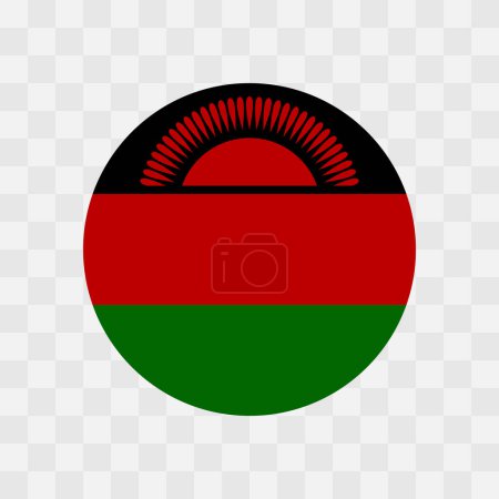 Malawi flag - circle vector flag isolated on checkerboard transparent background