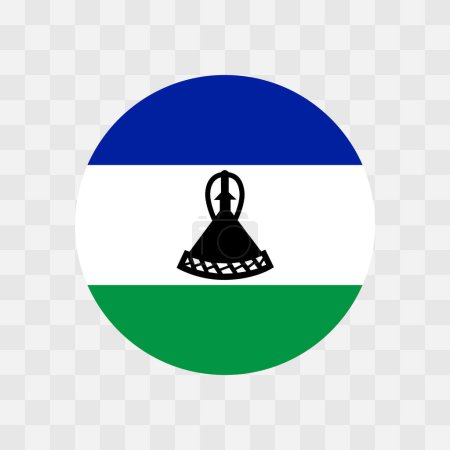 Lesotho flag - circle vector flag isolated on checkerboard transparent background