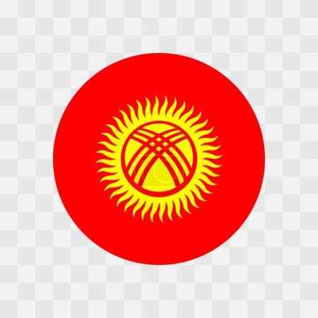Kyrgyzstan flag - circle vector flag isolated on checkerboard transparent background