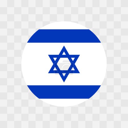 Israel flag - circle vector flag isolated on checkerboard transparent background