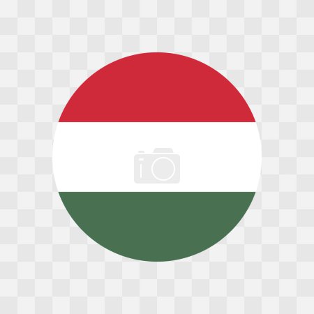 Hungary flag - circle vector flag isolated on checkerboard transparent background