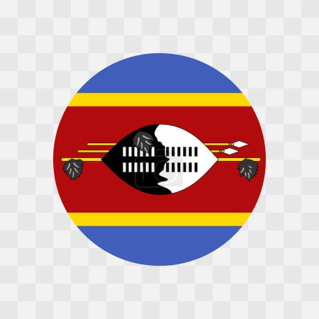 Drapeau Eswatini - drapeau vectoriel circulaire isolé sur fond transparent damier