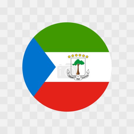Equatorial Guinea flag - circle vector flag isolated on checkerboard transparent background