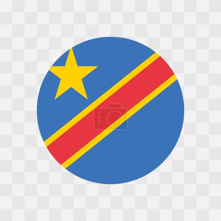 Drapeau République démocratique du Congo - drapeau vectoriel circulaire isolé sur fond transparent damier