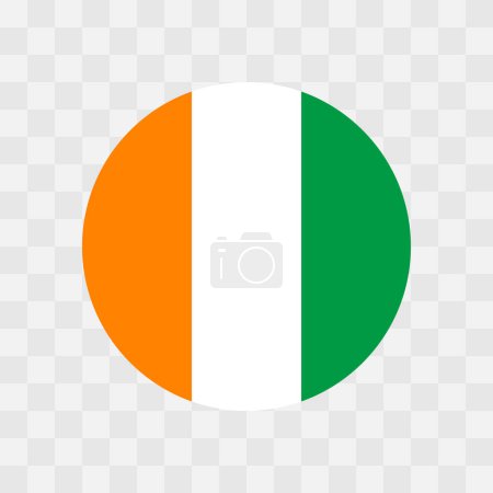 Flagge der Elfenbeinküste - Kreisvektorfahne isoliert auf transparentem Hintergrund