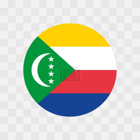 Komoren Flagge - Kreis Vektor Flagge isoliert auf Schachbrett transparenten Hintergrund