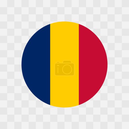 Drapeau Tchad - drapeau vectoriel circulaire isolé sur fond transparent damier