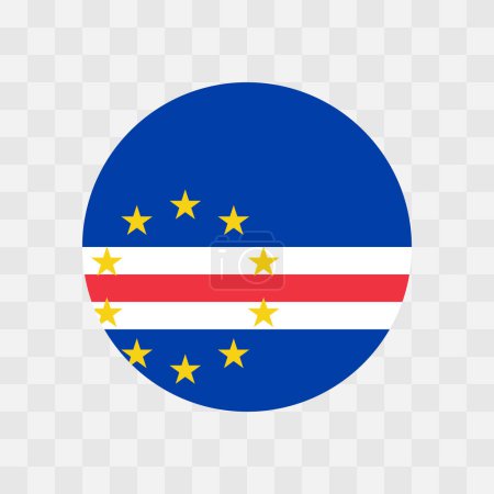 Kapverdische Flagge - Kreisvektorfahne isoliert auf Schachbrett transparentem Hintergrund