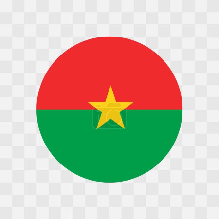 Drapeau Burkina Faso - drapeau vectoriel circulaire isolé sur fond transparent damier