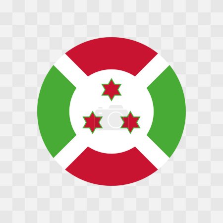 Burundi flag - circle vector flag isolated on checkerboard transparent background