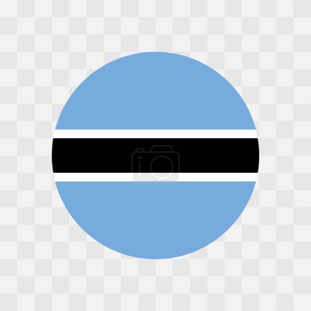 Botswana flag - circle vector flag isolated on checkerboard transparent background