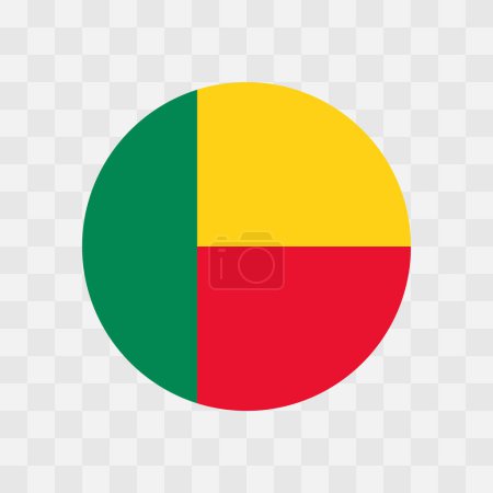 Benin flag - circle vector flag isolated on checkerboard transparent background