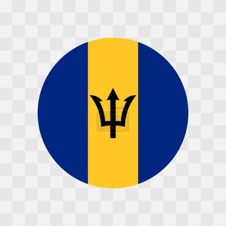 Barbados Flagge - Kreis Vektor Flagge isoliert auf Schachbrett transparenten Hintergrund