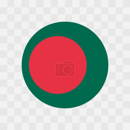 Bangladesh flag - circle vector flag isolated on checkerboard transparent background