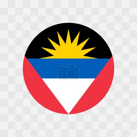 Drapeau Antigua-et-Barbuda - drapeau vectoriel circulaire isolé sur fond transparent damier