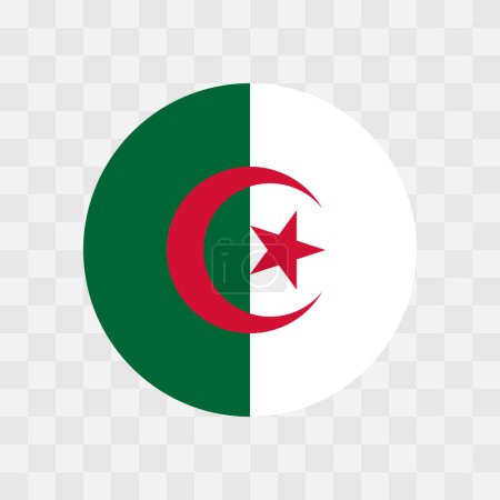 Algeria flag - circle vector flag isolated on checkerboard transparent background