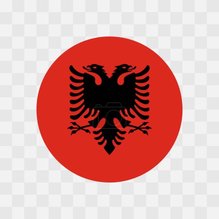 Albania flag - circle vector flag isolated on checkerboard transparent background